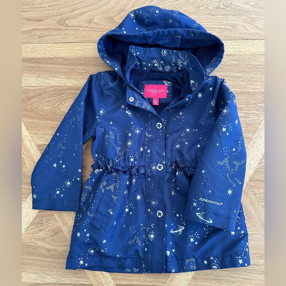 London Fog midweight lined jacket with hood size 6
